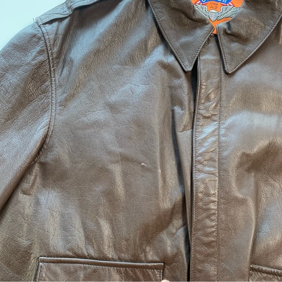 Vtg Cooper Jacket Men 46L Brown Type A2 Flight Bomber Goat Leather Military Coat - Picture 3 of 16